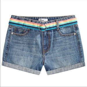 New Epic Threads Demin Shorts with Rainbow Belt Girls Size 12